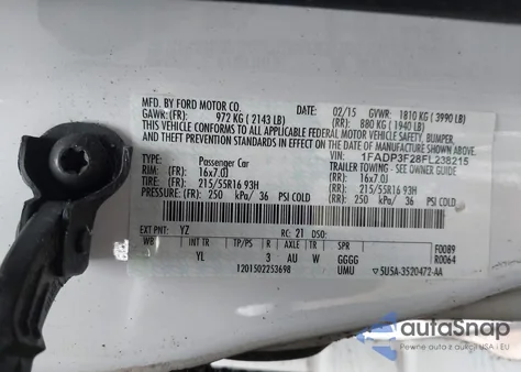 2015 Ford Focus Se from USA, damaged, VIN 1FADP3F28FL238215